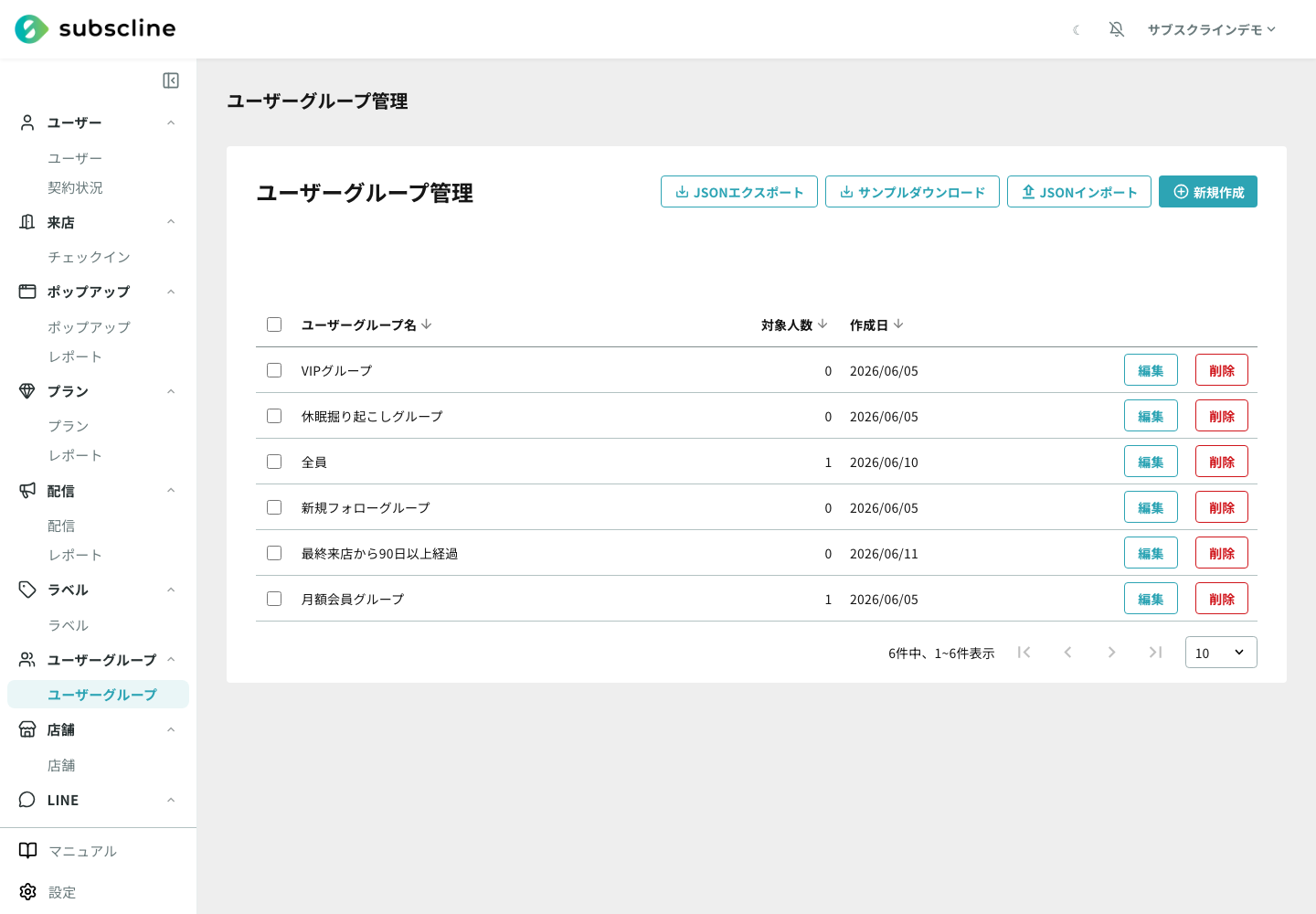 ユーザーグループ一覧